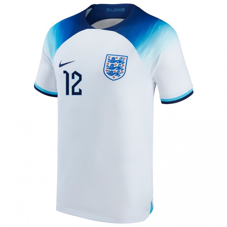 Homme Maillot Angleterre Jess Carter #12 Blanc Bleu  Tenues Domicile 22-24 T-shirt Suisse