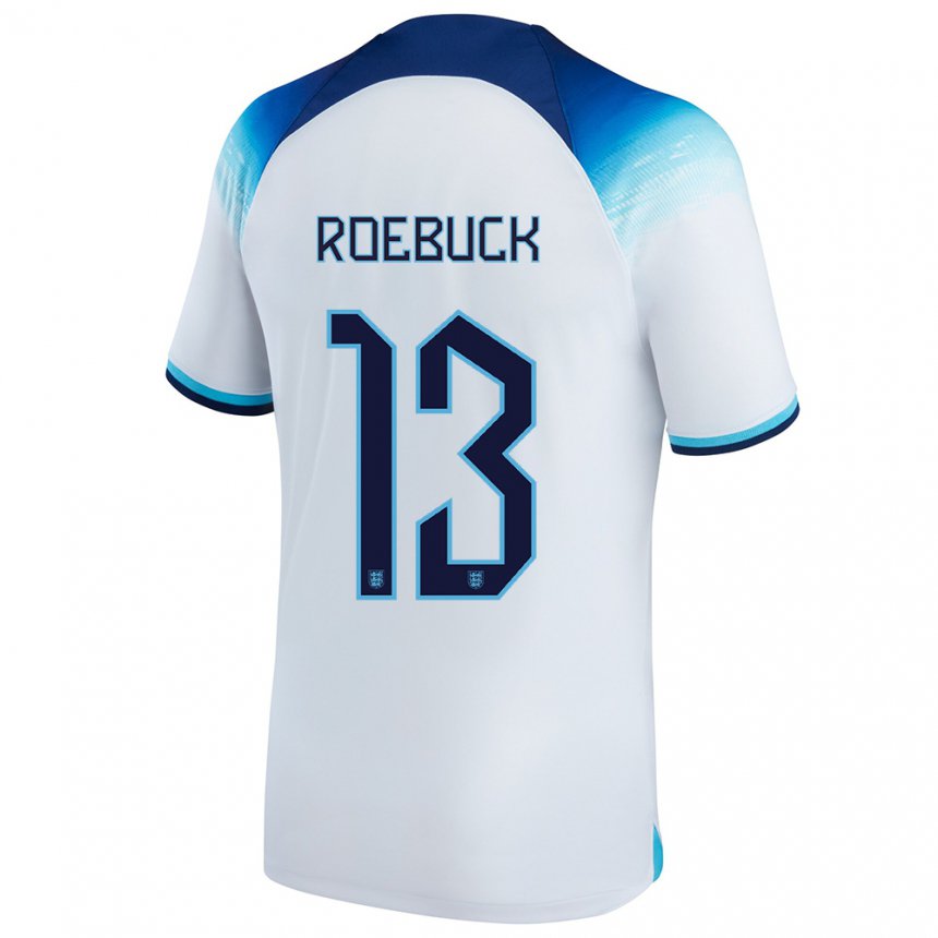 Homme Maillot Angleterre Ellie Roebuck #13 Blanc Bleu  Tenues Domicile 22-24 T-shirt Suisse