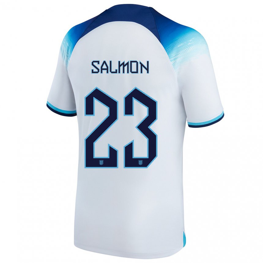 Homme Maillot Angleterre Ebony Salmon #23 Blanc Bleu  Tenues Domicile 22-24 T-shirt Suisse