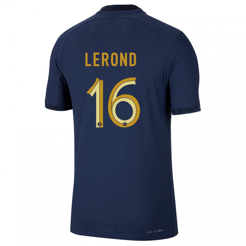 Homme Maillot France Justine Lerond #16 Bleu Marine Tenues Domicile 22-24 T-shirt Suisse