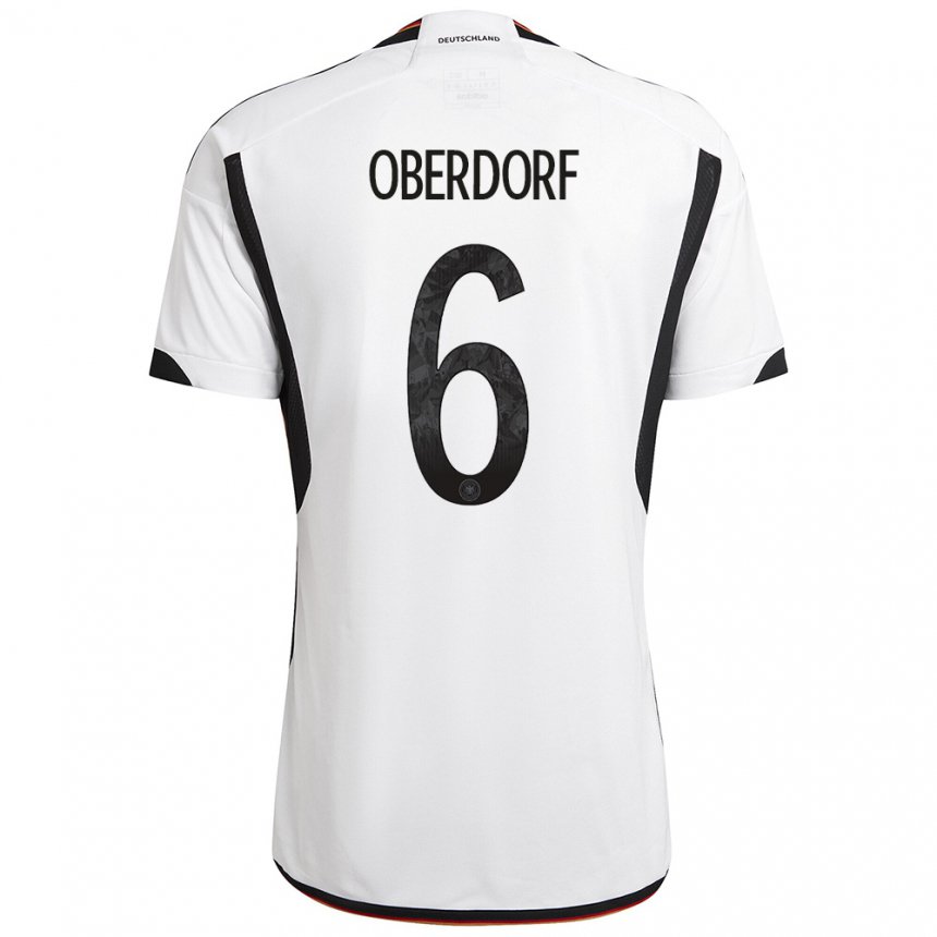 Homme Maillot Allemagne Lena Oberdorf #6 Blanc Noir Tenues Domicile 22-24 T-shirt Suisse
