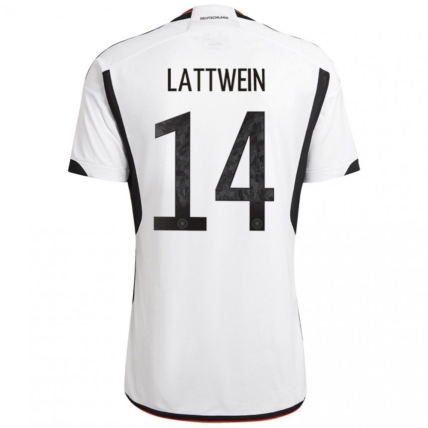 Homme Maillot Allemagne Lena Lattwein #14 Blanc Noir Tenues Domicile 22-24 T-shirt Suisse