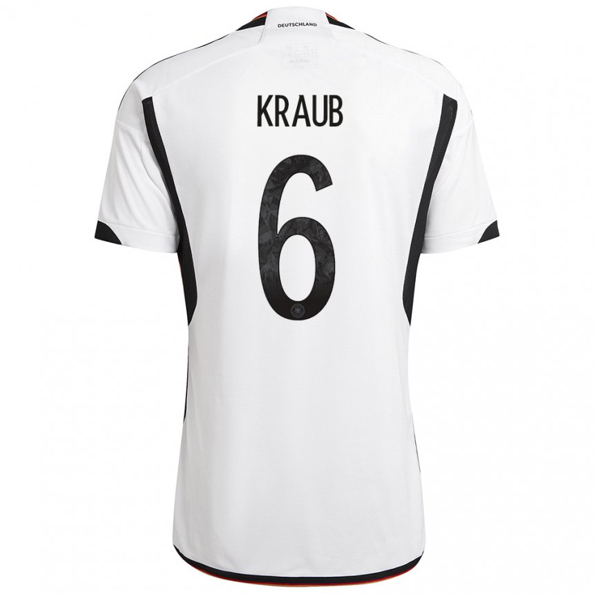 Homme Maillot Allemagne Tom Kraub #6 Blanc Noir Tenues Domicile 22-24 T-shirt Suisse