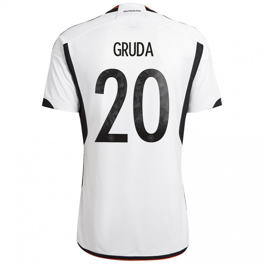 Homme Maillot Allemagne Brajan Gruda #20 Blanc Noir Tenues Domicile 22-24 T-shirt Suisse