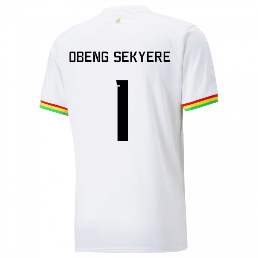 Homme Maillot Ghana Gregory Obeng Sekyere #1 Blanc Tenues Domicile 22-24 T-shirt Suisse