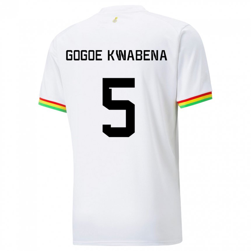 Homme Maillot Ghana Boahen Gogoe Kwabena #5 Blanc Tenues Domicile 22-24 T-shirt Suisse