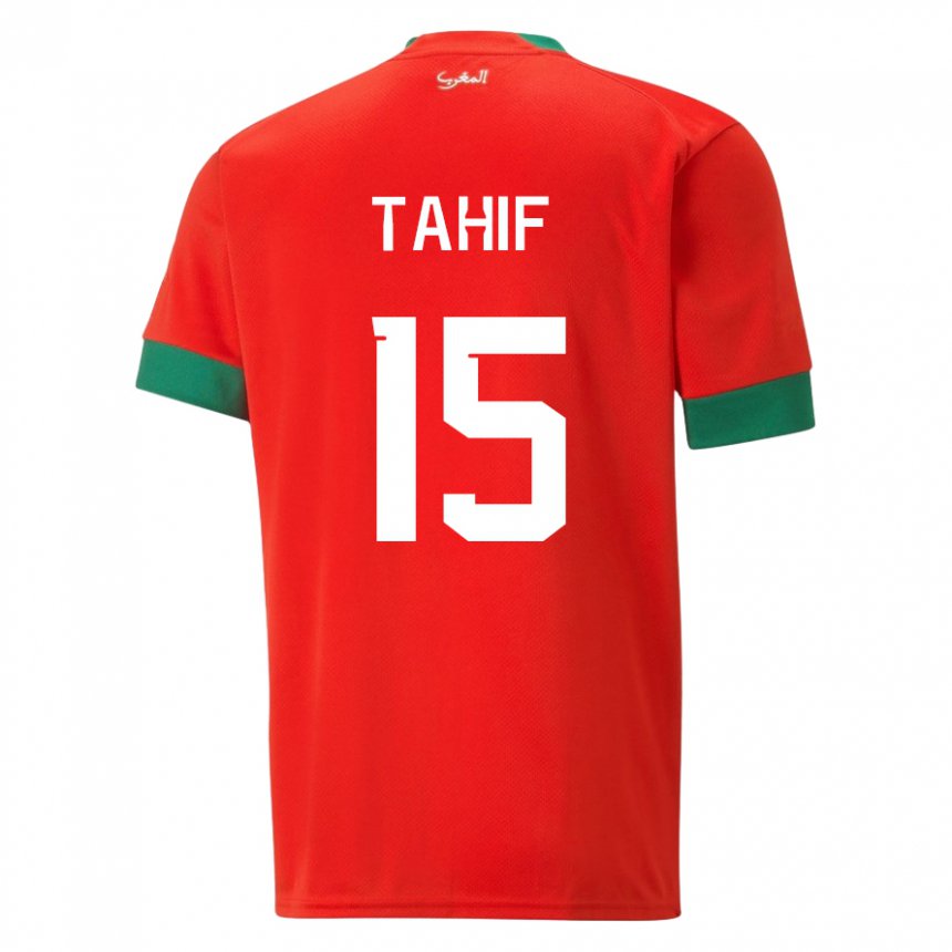 Homme Maillot Maroc Adil Tahif #15 Rouge Tenues Domicile 22-24 T-shirt Suisse