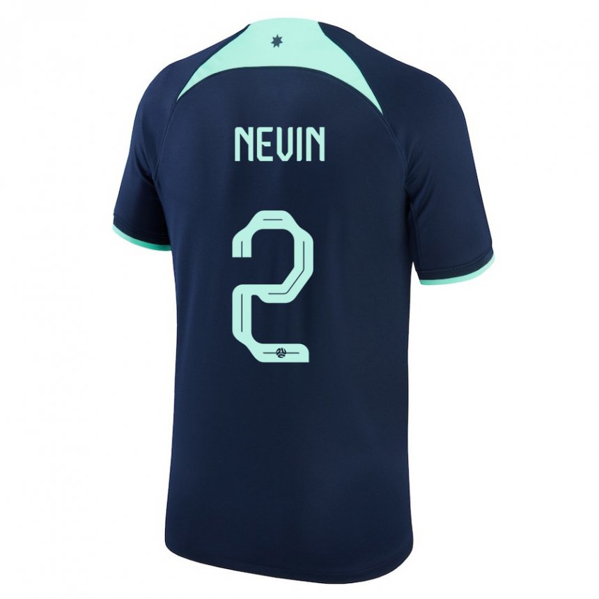 Homme Maillot Australie Courtney Nevin #2 Bleu Foncé Tenues Extérieur 22-24 T-shirt Suisse