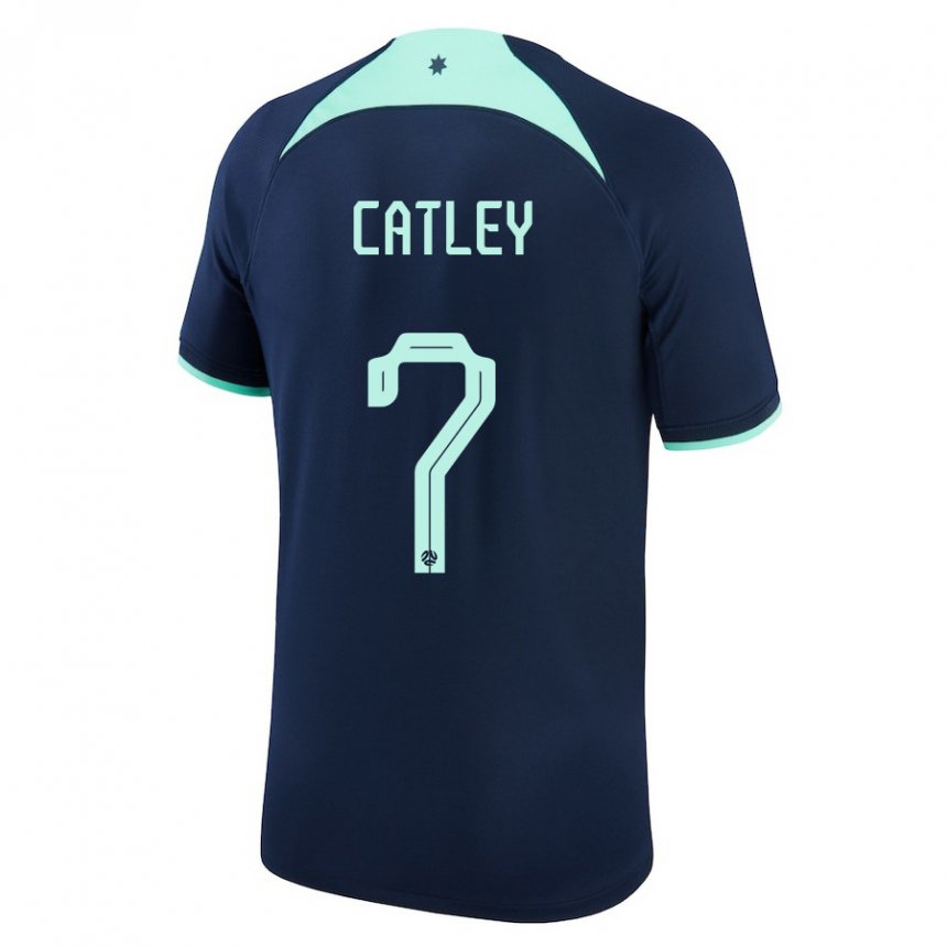 Herren Australische Stephanie Catley #7 Dunkelblau Auswärtstrikot Trikot 22-24 T-shirt Schweiz