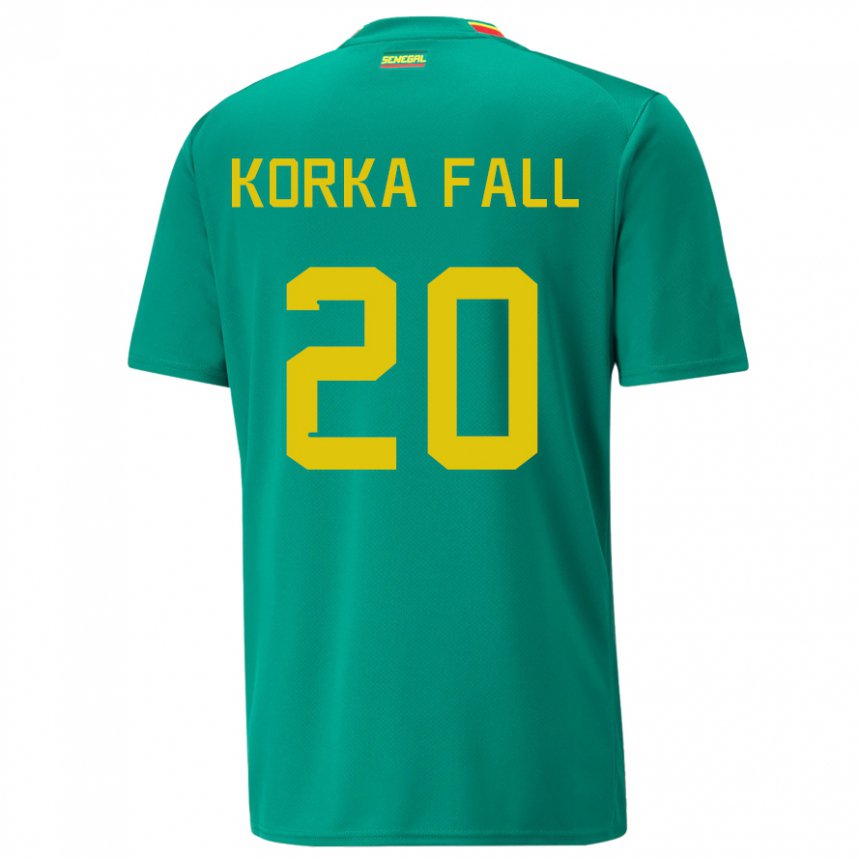 Homme Maillot Sénégal Korka Fall #20 Vert Tenues Extérieur 22-24 T-shirt Suisse