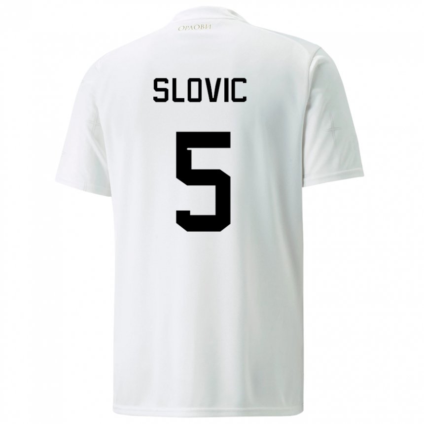 Homme Maillot Serbie Violeta Slovic #5 Blanc Tenues Extérieur 22-24 T-shirt Suisse