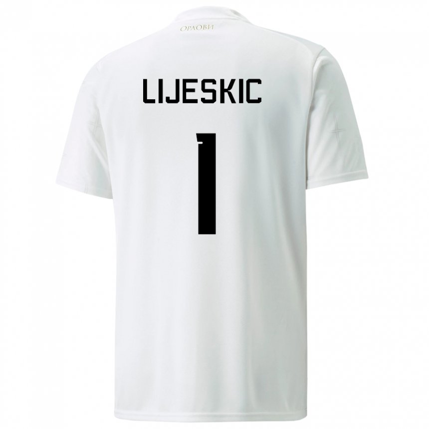 Homme Maillot Serbie Luka Lijeskic #1 Blanc Tenues Extérieur 22-24 T-shirt Suisse