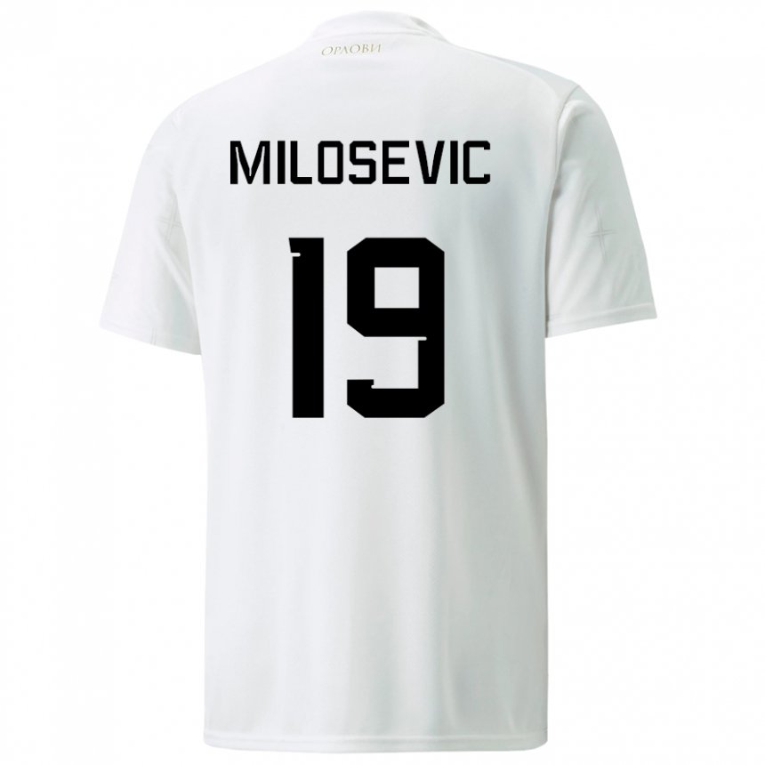 Homme Maillot Serbie Jovan Milosevic #19 Blanc Tenues Extérieur 22-24 T-shirt Suisse