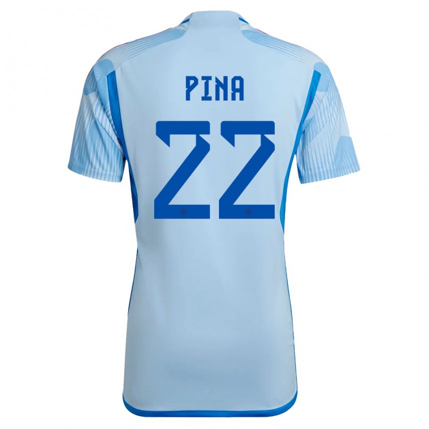 Homme Maillot Espagne Claudia Pina #22 Bleu Ciel Tenues Extérieur 22-24 T-shirt Suisse