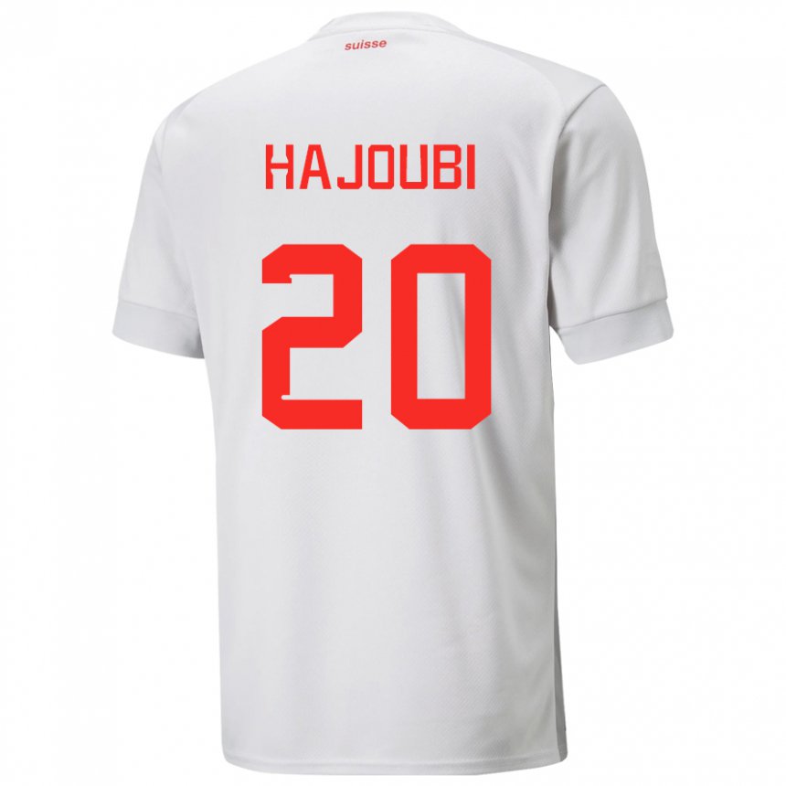 Homme Maillot Suisse Amin Hajoubi #20 Blanc Tenues Extérieur 22-24 T-shirt Suisse