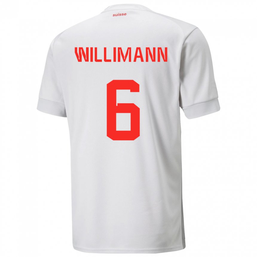 Homme Maillot Suisse Mauricio Willimann #6 Blanc Tenues Extérieur 22-24 T-shirt Suisse