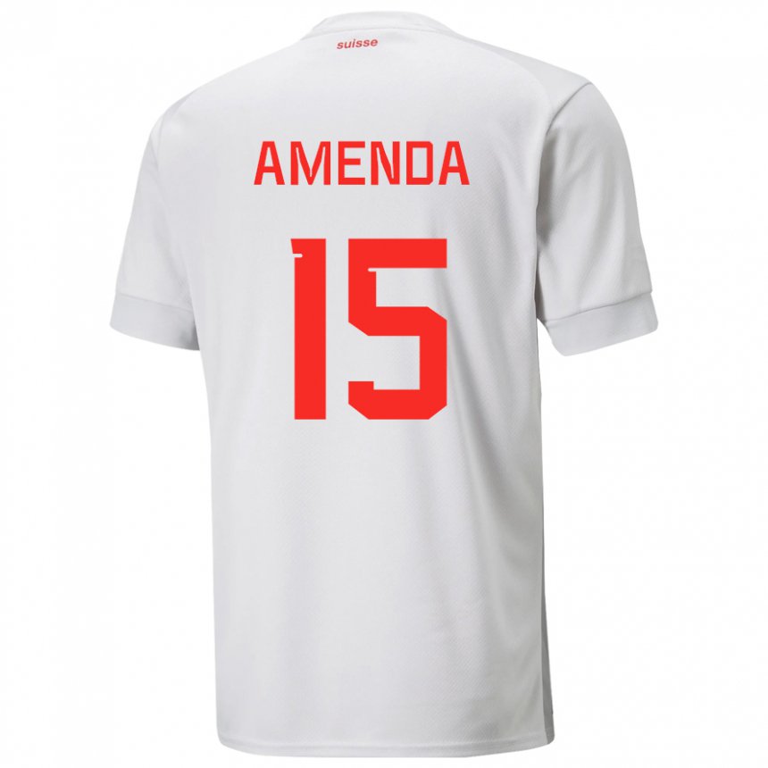 Homme Maillot Suisse Aurele Amenda #15 Blanc Tenues Extérieur 22-24 T-shirt Suisse
