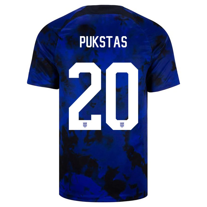 Homme Maillot États-unis Rokas Pukstas #20 Bleu Royal Tenues Extérieur 22-24 T-shirt Suisse