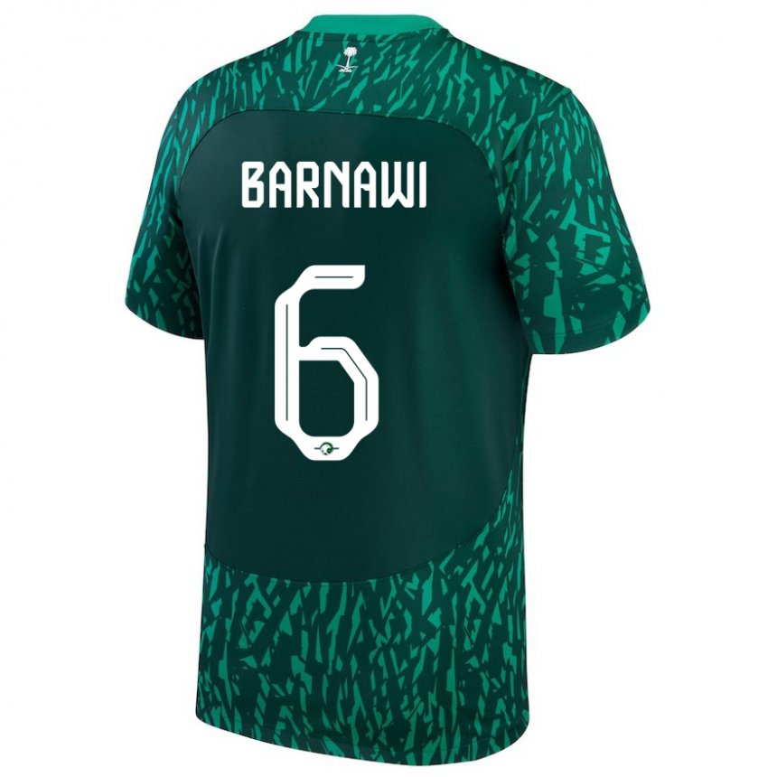 Herren Saudi-arabische Mohammed Barnawi #6 Dunkelgrün Auswärtstrikot Trikot 22-24 T-shirt Schweiz