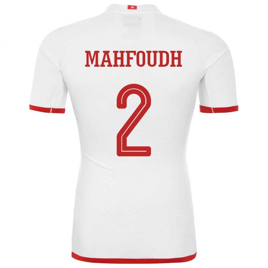 Herren Tunesische Dhikra Mahfoudh #2 Weiß Auswärtstrikot Trikot 22-24 T-shirt Schweiz