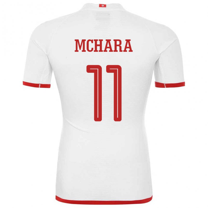 Homme Maillot Tunisie Imen Mchara #11 Blanc Tenues Extérieur 22-24 T-shirt Suisse