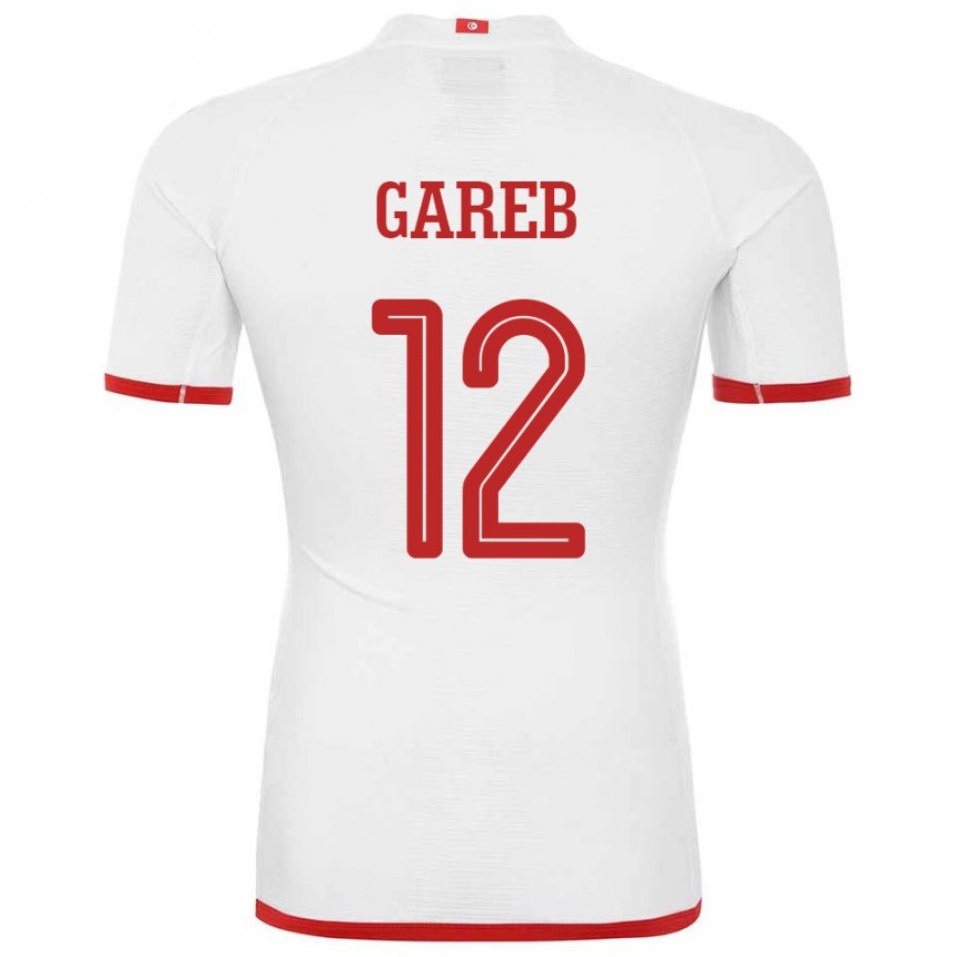 Homme Maillot Tunisie Adem Gareb #12 Blanc Tenues Extérieur 22-24 T-shirt Suisse