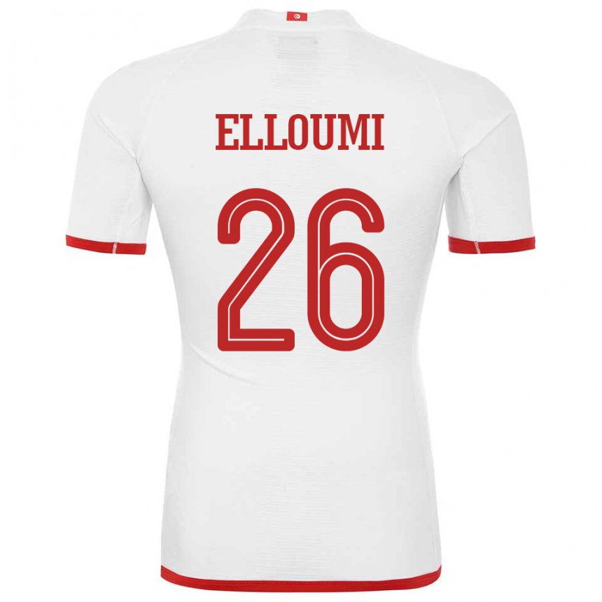 Homme Maillot Tunisie Khalil Elloumi #26 Blanc Tenues Extérieur 22-24 T-shirt Suisse