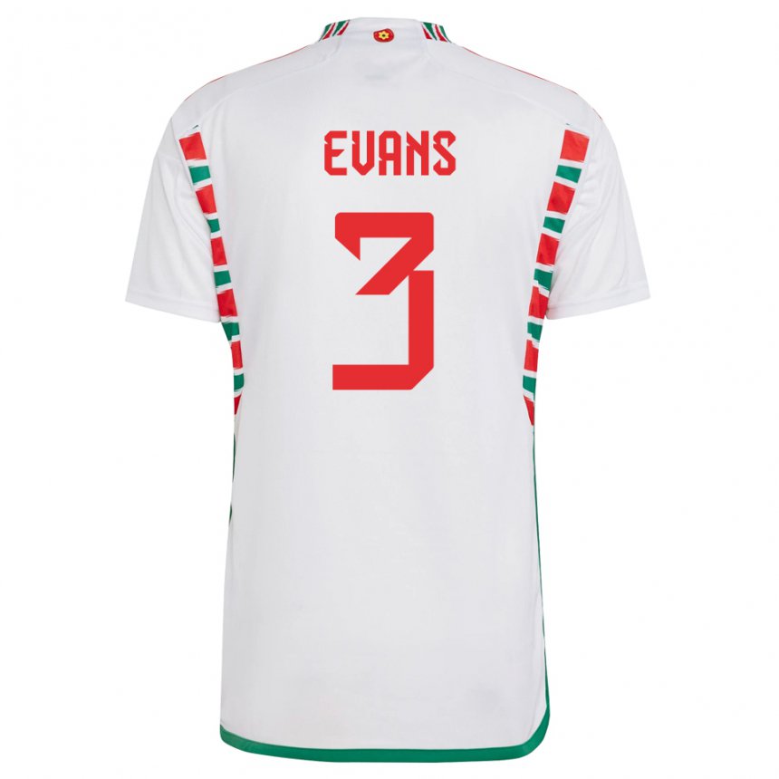 Homme Maillot Pays De Galles Gemma Evans #3 Blanc Tenues Extérieur 22-24 T-shirt Suisse