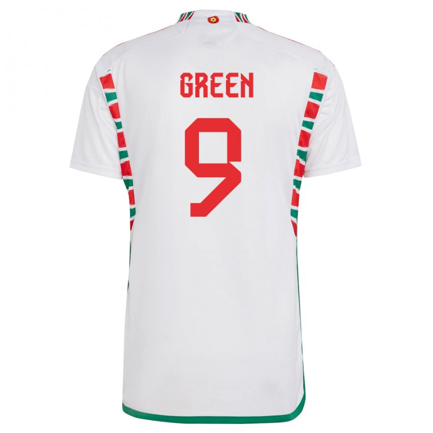 Herren Walisische Kayleigh Green #9 Weiß Auswärtstrikot Trikot 22-24 T-shirt Schweiz