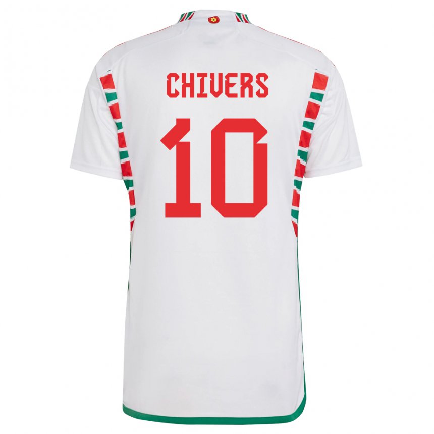 Herren Walisische Chloe Chivers #10 Weiß Auswärtstrikot Trikot 22-24 T-shirt Schweiz