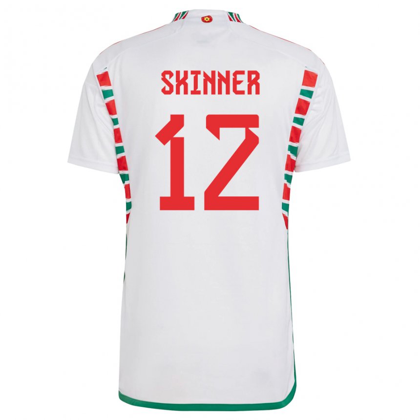 Homme Maillot Pays De Galles Claire Skinner #12 Blanc Tenues Extérieur 22-24 T-shirt Suisse