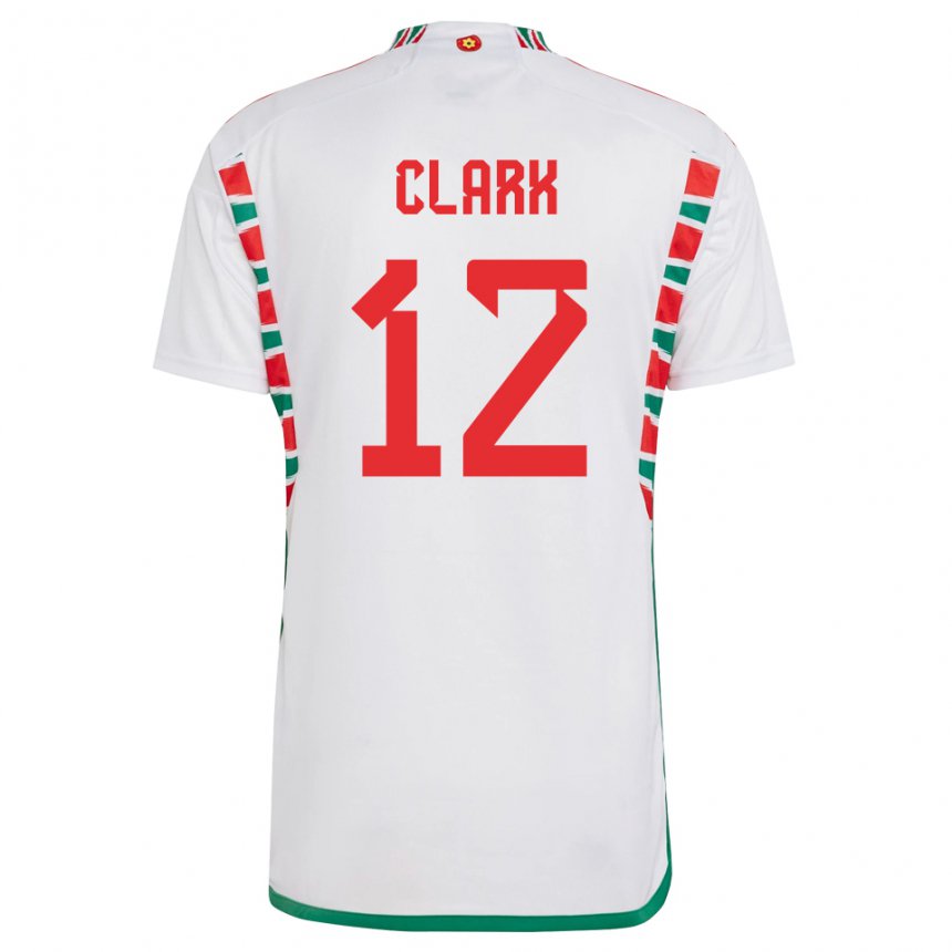 Herren Walisische Olivia Clark #12 Weiß Auswärtstrikot Trikot 22-24 T-shirt Schweiz