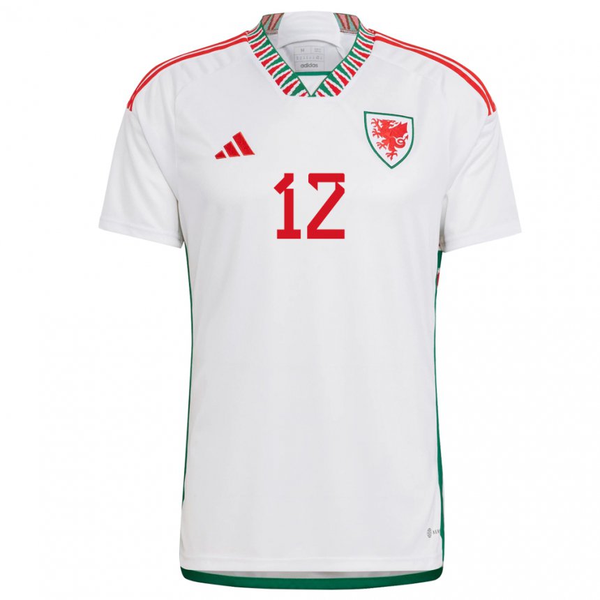 Homme Maillot Pays De Galles Olivia Clark #12 Blanc Tenues Extérieur 22-24 T-shirt Suisse