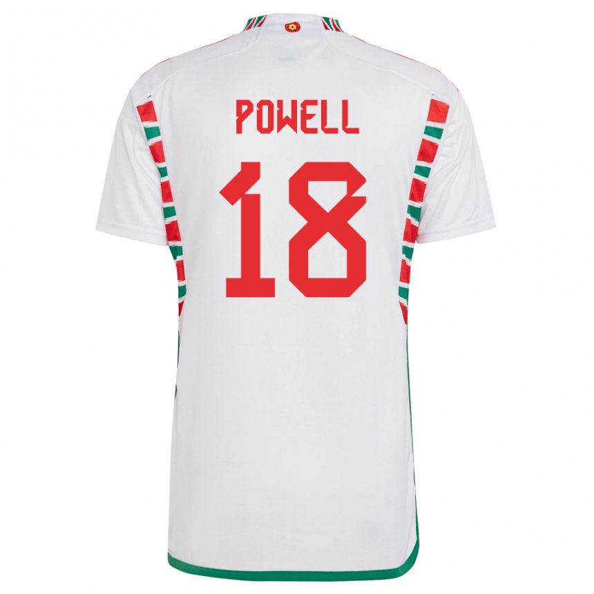 Herren Walisische Ella Powell #18 Weiß Auswärtstrikot Trikot 22-24 T-shirt Schweiz