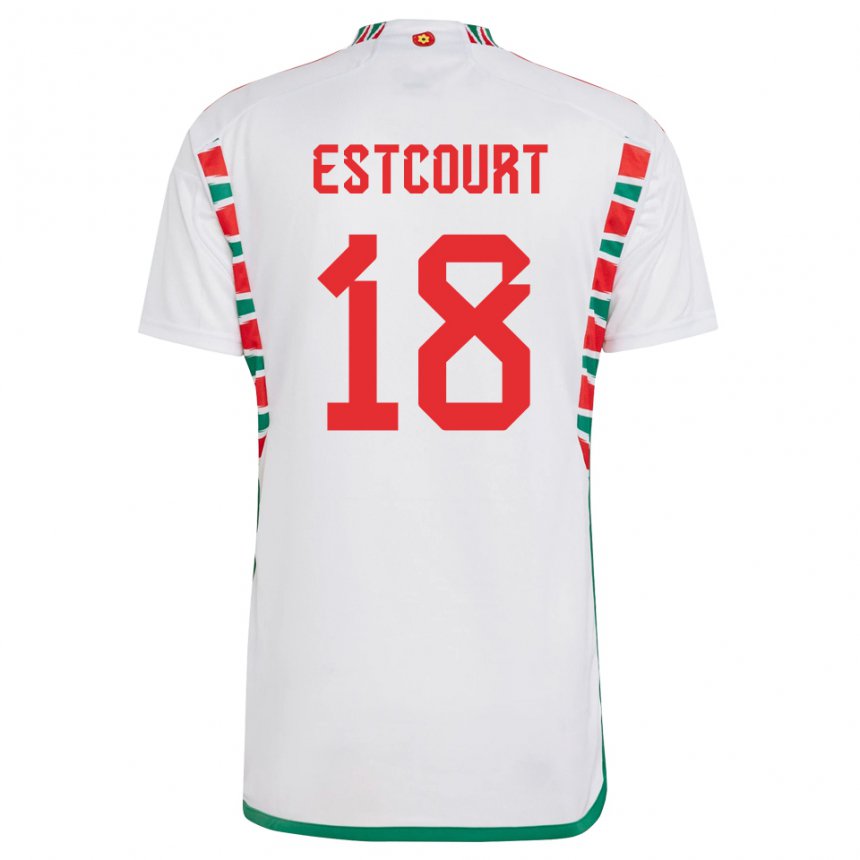 Herren Walisische Charlie Estcourt #18 Weiß Auswärtstrikot Trikot 22-24 T-shirt Schweiz