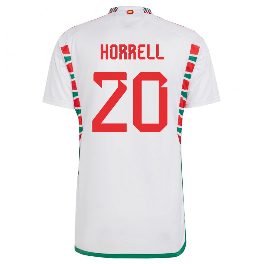 Homme Maillot Pays De Galles Grace Horrell #20 Blanc Tenues Extérieur 22-24 T-shirt Suisse