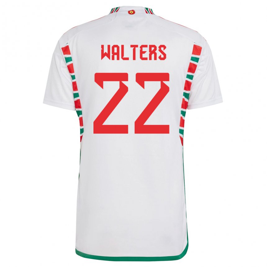 Homme Maillot Pays De Galles Georgia Walters #22 Blanc Tenues Extérieur 22-24 T-shirt Suisse