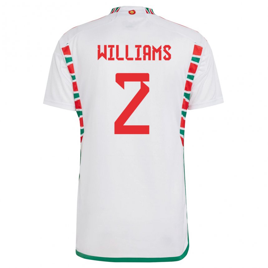 Herren Walisische Morgan Williams #2 Weiß Auswärtstrikot Trikot 22-24 T-shirt Schweiz