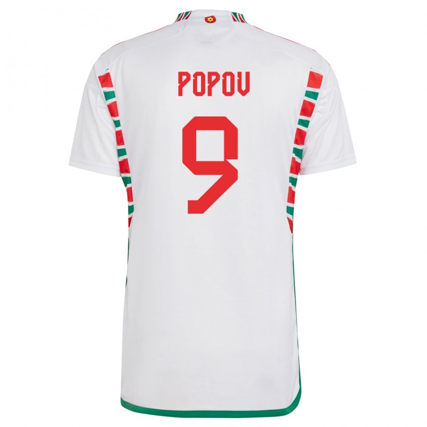 Herren Walisische Christopher Popov #9 Weiß Auswärtstrikot Trikot 22-24 T-shirt Schweiz