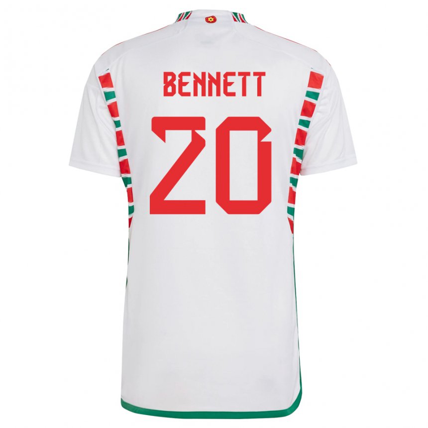 Herren Walisische Aaron Bennett #20 Weiß Auswärtstrikot Trikot 22-24 T-shirt Schweiz