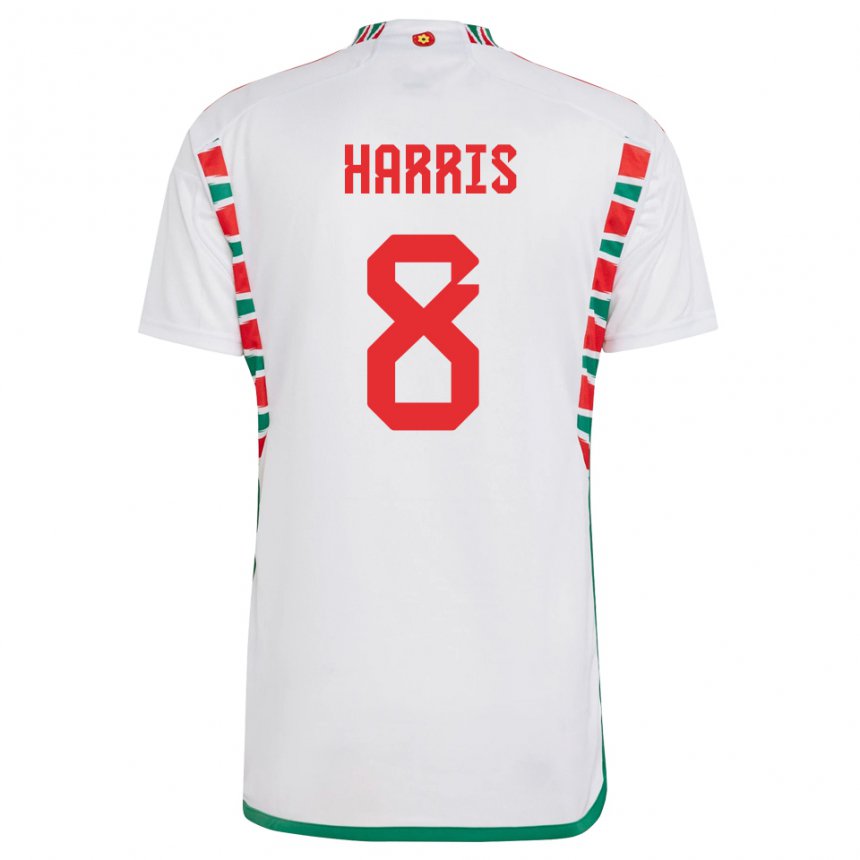Herren Walisische Luke Harris #8 Weiß Auswärtstrikot Trikot 22-24 T-shirt Schweiz