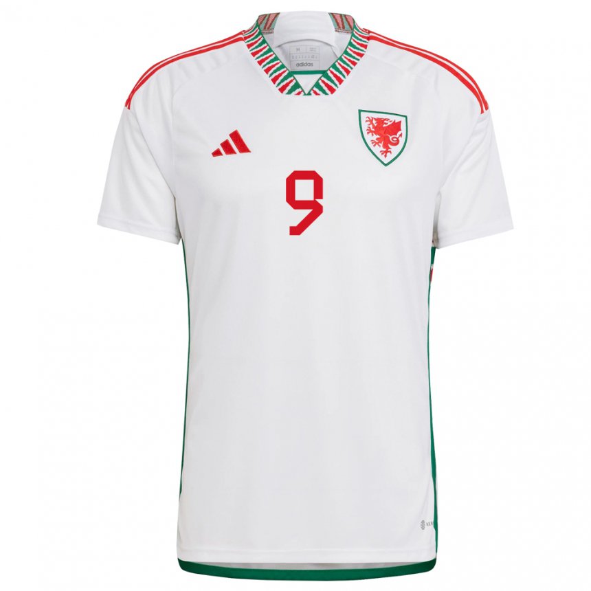 Homme Maillot Pays De Galles Cole Fleming #9 Blanc Tenues Extérieur 22-24 T-shirt Suisse