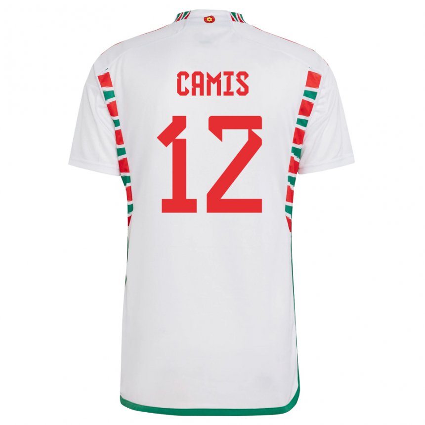 Homme Maillot Pays De Galles Oliver Camis #12 Blanc Tenues Extérieur 22-24 T-shirt Suisse