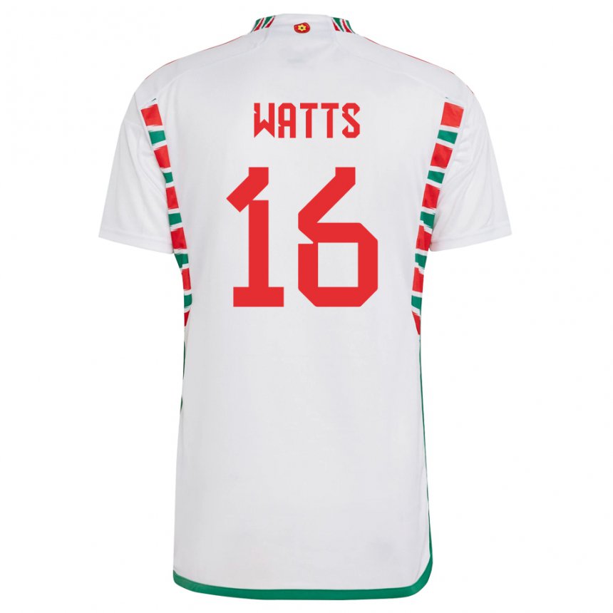 Herren Walisische Daniel Watts #16 Weiß Auswärtstrikot Trikot 22-24 T-shirt Schweiz