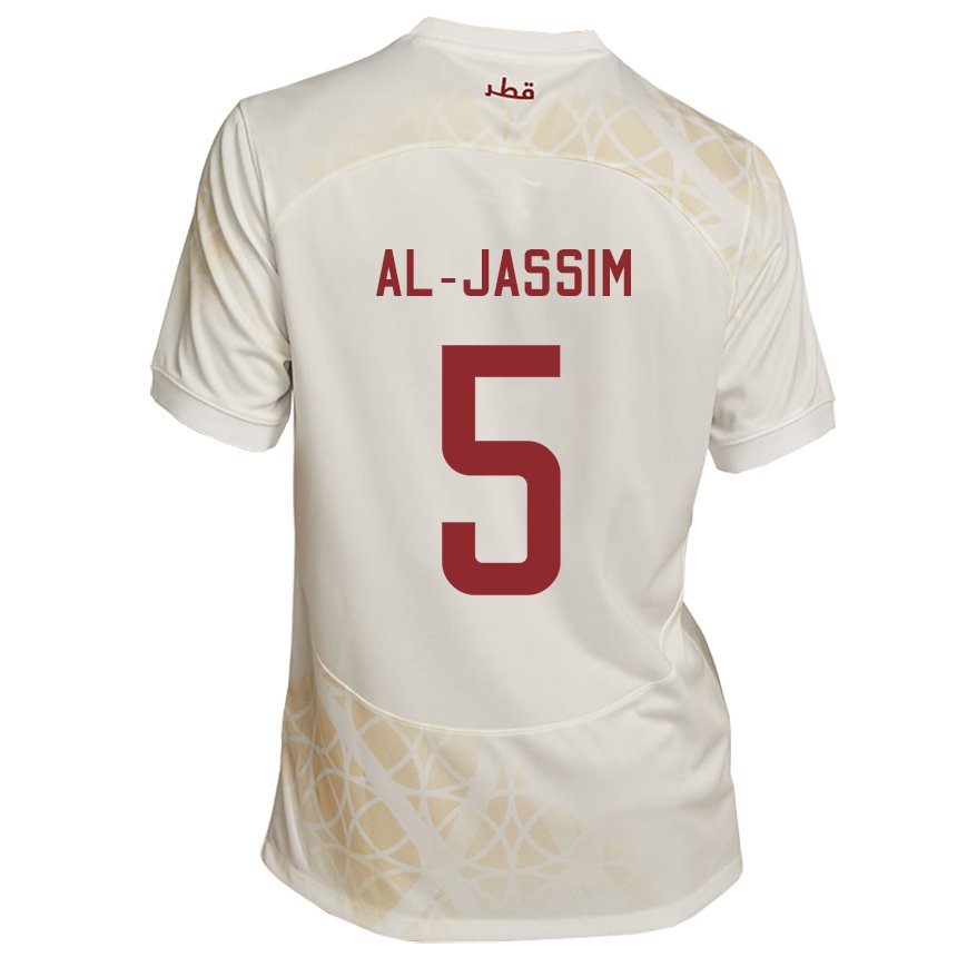 Homme Maillot Qatar Dana Al Jassim #5 Beige Doré Tenues Extérieur 22-24 T-shirt Suisse