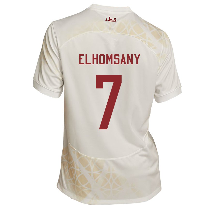 Homme Maillot Qatar Yasmeen Elhomsany #7 Beige Doré Tenues Extérieur 22-24 T-shirt Suisse