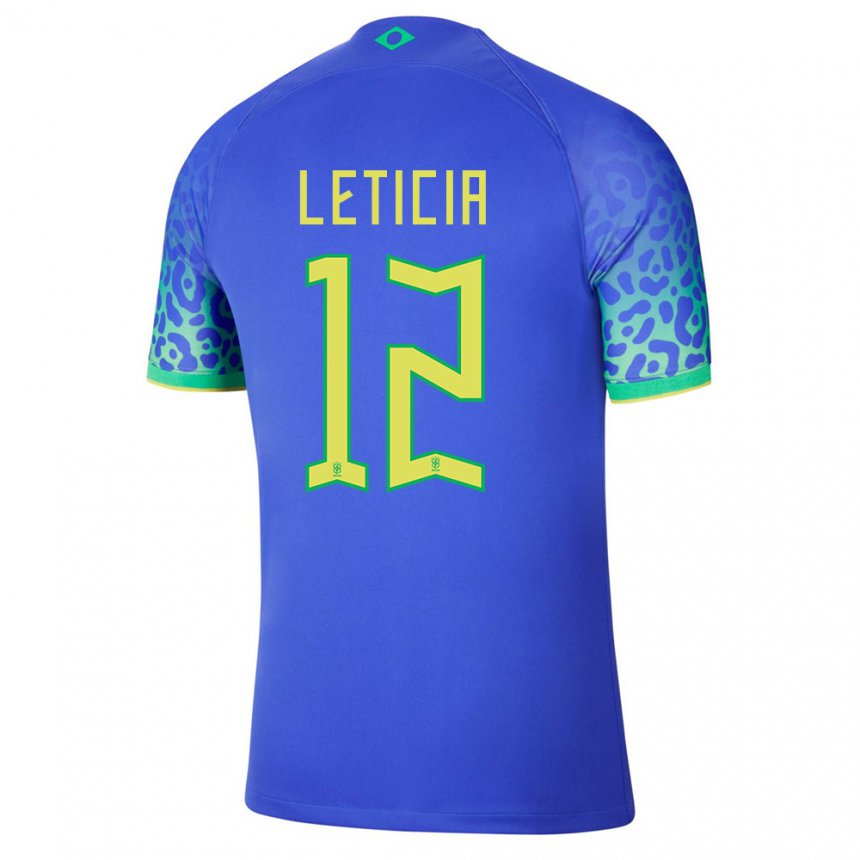 Homme Maillot Brésil Leticia #12 Bleu Tenues Extérieur 22-24 T-shirt Suisse
