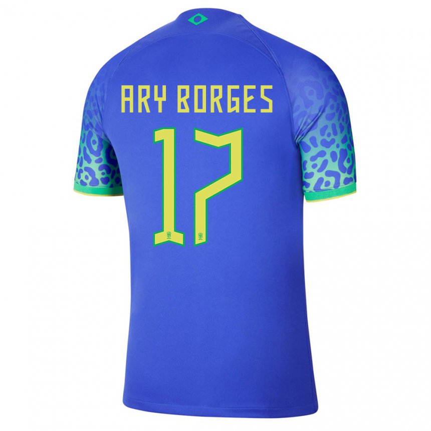 Homme Maillot Brésil Ary Borges #17 Bleu Tenues Extérieur 22-24 T-shirt Suisse