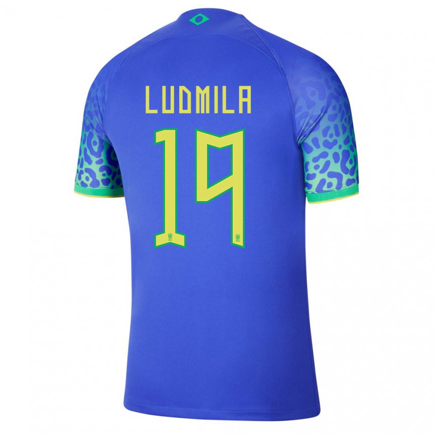 Homme Maillot Brésil Ludmila #19 Bleu Tenues Extérieur 22-24 T-shirt Suisse