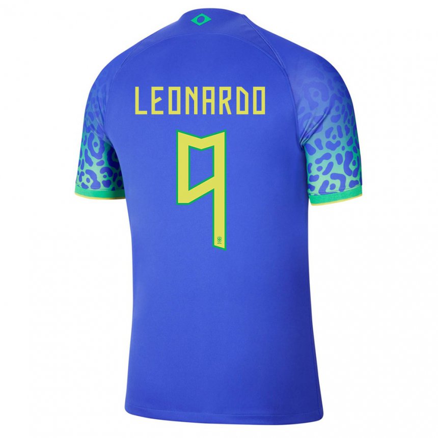 Homme Maillot Brésil Marcos Leonardo #9 Bleu Tenues Extérieur 22-24 T-shirt Suisse